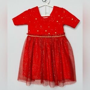 Hanna Andersson Bright Red Glittery Girls Dress